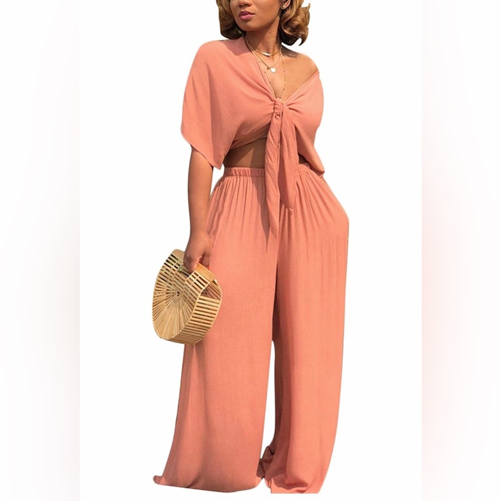 2pc Crop Top and Wide Leg Pants